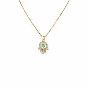 18K Gold Plated Hamsa Hand Pendant Necklace